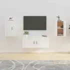 Wall Mount TV Cabinet Hanging Entertainment Unit Stand Storage High Gloss 2 PCS