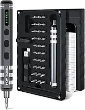 37 in 1 Mini Electric Screwdriver, [0.05-0.25Nm Torque] Homtronics Small Electric Precision Power Screwdriver Set, LED Light, Rechargeable Repair Tool Kit for Phone, Laptop, Camera, Glasse (Grey)