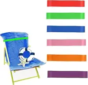 Yharnamite 6 Pcs Silicone Towel Bands for Beach Chair, Beach Towel Clips, 6 Colors Windproof Beach Towel Clip Bands, Stretchable and Colorful Beach Chair Bands for Beach, Pool, Cruise Chairs
