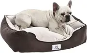 Luxury Dog Bed - Water Resistant, Removable Washable Covers - Premium Soft Velvet - Well-Padded Reversible Sleeping Surface For Comfort - Raised Sides For Support - Durable With Piping - Beautiful Colours - Various Sizes (Brown, Quad Large)