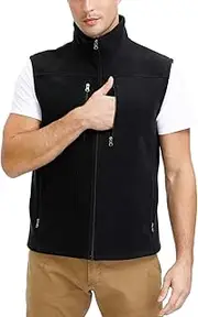 [MOHEEN] Men's Windproof Soft Fleece Lined Vest Sleeveless Jacket Full-Zip Outerwear Vest with Pockets