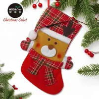 在飛比找PChome24h購物優惠-【聖誕限定】摩達客耶誕-蘇格蘭反摺聖誕帽造型聖誕襪-麋鹿款