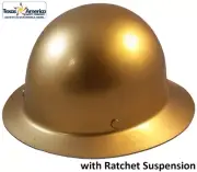 MSA Skullgard Full Brim Hard Hat With Ratchet Suspension - Gold
