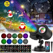 Outdoor Indoor Christmas Projector, Outdoor Halloween Projector With Remote Control, 16 Patterns And 10 Colors Water Wave Effect Snowflake Projector L