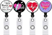 DOITOOL 4Pcs Retractable Nurse Badge Reel Holder Telescopic Badge Clip for Id Tags for Doctors Nurses Office Staff and Students Convenient Badge Accessories