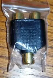 RCA Pin Plug Combiner-or-Splitter 1femaleTo2female jacks GOLD PLATED stereo-mono
