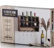 The Rustic Home Wooden Wine Rack, Stemware Holder Easy Access No Assembly New