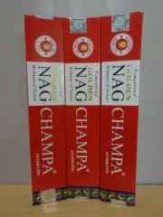 Golden Nag Champa 3 x 15g Pack Incense Agarbathi ~ Vijayshree