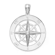 Sterling Silver De-Ani Rhodium-Plated Polished Large Nautical Compass Pendant