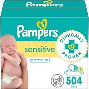 Pampers Baby Wipes, Sensitive Water Baby Diaper Wipes, Hypoallergenic and Unscented, 504 Count Total Wipes