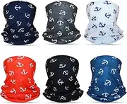 [thb Richter] Pack of 6 Seamless Bandanas Multifunctional Scarf Tube Scarf Elastic Headband Gaiter Face Protection Cloth Headwear for Yoga Running Bicycle Hiking Cycling Motorcycling Anchor Maritime