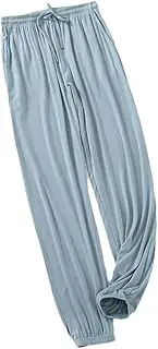 [Generic] Women's Elastic High Waisted Drawstring Pajama Pants Summer Lightweight Thin Loose Solid Color Home Pants