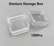 100Pcs Hinged Display Box Clear Membrane storage Boxes Denture False Teeth Case
