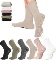 6 Pairs Pilates Yoga Socks with Grips for Women,H HOME-MART Non-Slip Yoga Socks for Women Men Ballet Hospital Ballet Dance Barefoot Workout Anti-Skid Athletic Socks