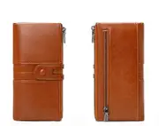 PU Leather Wallet For Women Lady RFID Blocking Fashion Long Bifold Women's Purse With Credit Card Holder Zipper Coin Pocket,Brown