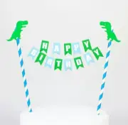 DINOSAUR HAPPY BIRTHDAY BUNTING BANNER CAKE TOPPER PARTY FAVOURS