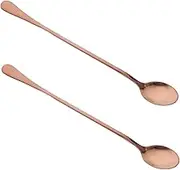 FUNOMOCYA 2Pcs Long Handle Stainless Steel Stirring Spoon Creative Bar Accessory for Coffee Tea and Cocktails Stylish Finish for Home and Bar Use