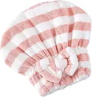 Hair Drying Cap, 10.24x9.84x0.98in Towel Wraps Hair Drying Shower Caps, Coral Fleece Quick Drying Hair Towel, Twist Turbans Thick Bath Cap, Towel Wrap for Curly Thick Hair Women Girls