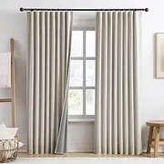 RAIN CITY 94 Inch Long Sun Blocking Curtains with Hooks Linen Blend,Custom Made Blackout Drapes for 90-96 Inch Tall Window,Pinch Pleat for Traverse Rods Floor to Ceiling Track 50 Wide 2 Pack
