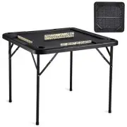 VEVOR Mahjong Table, Square 4 Player Folding Card Table with 4 Cup Holders & ...