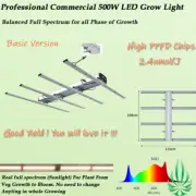 Hydroponic Commercial Super Powerful LED X Grow Light 4 Bars 500W Full Spectrum