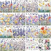 GOMAKERER 12 Sheets Flowers Rub on Transfers, 12 Style Flower Clusters with Butterfly Heat Transfer Films Transfer Furniture Stickers for Arts Craft Decals, 5.5x5.5 Inch