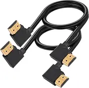 tunghey 2Pack 4K HDMI Cable 1.4,90 Degrees Dual Right Angle HDMI Male to Male Cable 4k@30Hz,Gold-Plated Connector,Support ARC, 3D, Ethernet,for HD TV, Lactop, PC,Projector (Left to Right) (1M)