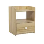 Wooden Nightstand Side Drawers Table - Wood Colour
