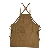 Canvas Aprons for Men Chef Apron, Work Apron with Large Pockets - 1 Pack Brown