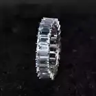 Full Eternity Sterling Silver Moissanite Emerald Cut Engagement Ring For Women