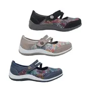 CC Resorts Jasmyn Ladies Shoes Leather Casual Comfort Mary Jane Floral Print