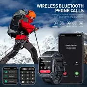 Tactical Smart Watches for Men with 1.95" IP68 Waterproof Display, Bluetooth Calling, and 123 Sports Modes connect with iPhone /Android Phone(Black)