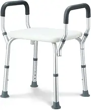 Shower Chair Bathroom Stool Shower Bench Tub Bath Seat with Padded Armrest for Elderly Disabled Height Adjustable