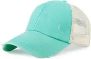Ponytail Hats Baseball Hat Mesh Washed One Size, Cem-cross-solid Green