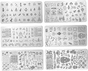 6pcs Nail Art Printing Plate Gel Nails Nail Stencils Nail Decal Stamping Nail Stickers Halloween Nail Stamping Plate Christmas Nail Art Image Polish Template Stamp Templates Steel