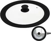 BEBEMOKO Silicone Rim Pot Lid Universal Saucepan Cover Glass Frying Pan Lid Easy Cooking Access
