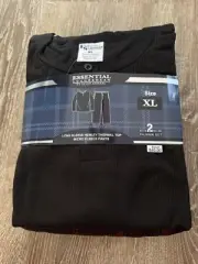MEN'S ESSENTIAL LOUNGE WEAR LONG SLEEVE HENLEY TOP MICRO FLEECE 2PC PANTS SET XL