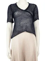 Navy Sheer Knit Top