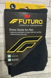 3M Futuro Lifestyle Compression Dress Socks Men Firm Support Size Large Black