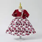 2in1 Girl Gown Sleeve Summer Floral Bohemian Design Children Dress Kids with Bag