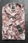 Hugo Boss Men's Hank Kent Slim Fit Leaf Print Stretch Cotton Dress Shirt 42 16.5