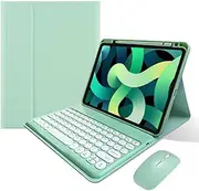 Keyboard Case Mouse for iPad Air 11 inch M2/ Air 5th 4th Generation/iPad Pro 11 4th/3th/2th/1st Gen Keyboard Case Round Key Cute Removable Color Keyboard,Mint Green