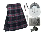 Men's 5-Piece Scottish Kilt Outfit Tartan Kilt, Thistle Sporran,Belt,Buckle, pin