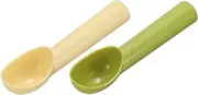 uxcell 2pcs Plastic Ice Cream Scoops, Fruit Spoons Watermelon Scooper Kitchen Tools for Ice Cream Yogurt Cupcake Melon Ball Green Beige