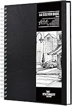 STATIONERY ISLAND A4 Sketchbook, Hardcover Sketch Book with 200GSM Thick Paper, Spiral Bound Sketch Pad A4, Drawing Pad for Sketching, Portrait, 50 Sheets / 100 Pages