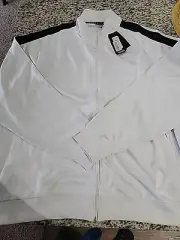 NWT Solaris Men's 4XT Collar Tracksuit Jacket White Stripe Full Zip Up