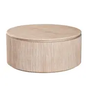Cameo Faux Marble Wooden Frame Round Modern Coffee Table Travertine