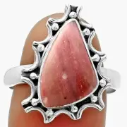Natural Pink Tulip Quartz 925 Sterling Silver Ring s.9 Jewelry R-1189