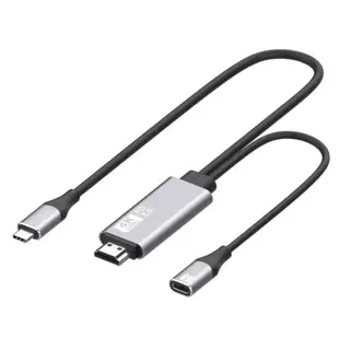 Type c轉hdmi線4K雷電3轉hdmi投屏線可充電USB-C HDMI轉換器適用聯想小新戴爾XPS蘋果筆記本電腦接電視顯示器