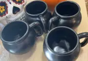 Williams Sonoma Black Cauldron Halloween Mugs, Set of 4 New